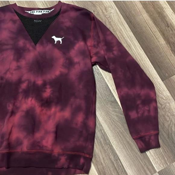 Women's Victoria's Secret PINK XS Maroon Tie Dye Sweatshirt - Picture 3 of 8